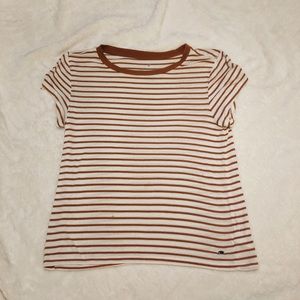 AMERICAN EAGLE striped tan and white t shirt